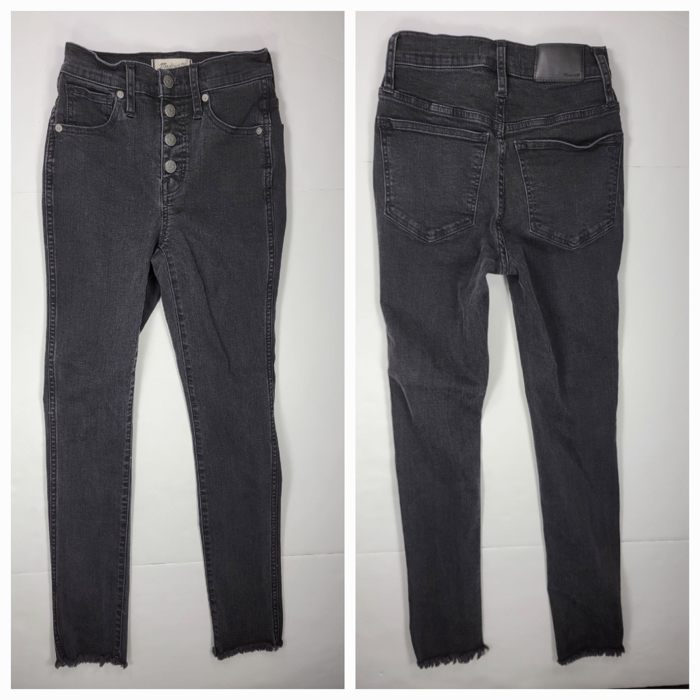 Madewell 10" High Rise Skinny Jeans Sz 23 Exposed Button Fly Gray